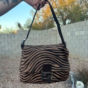 Fendi Black and Brown Zebra Shoulder Bag